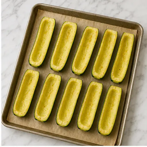 Step 2: Pre-bake the zucchini shells