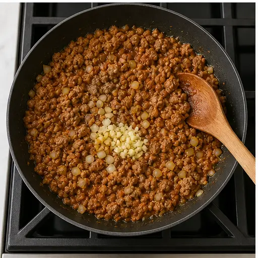 Step 3: Brown sausage and make the filling