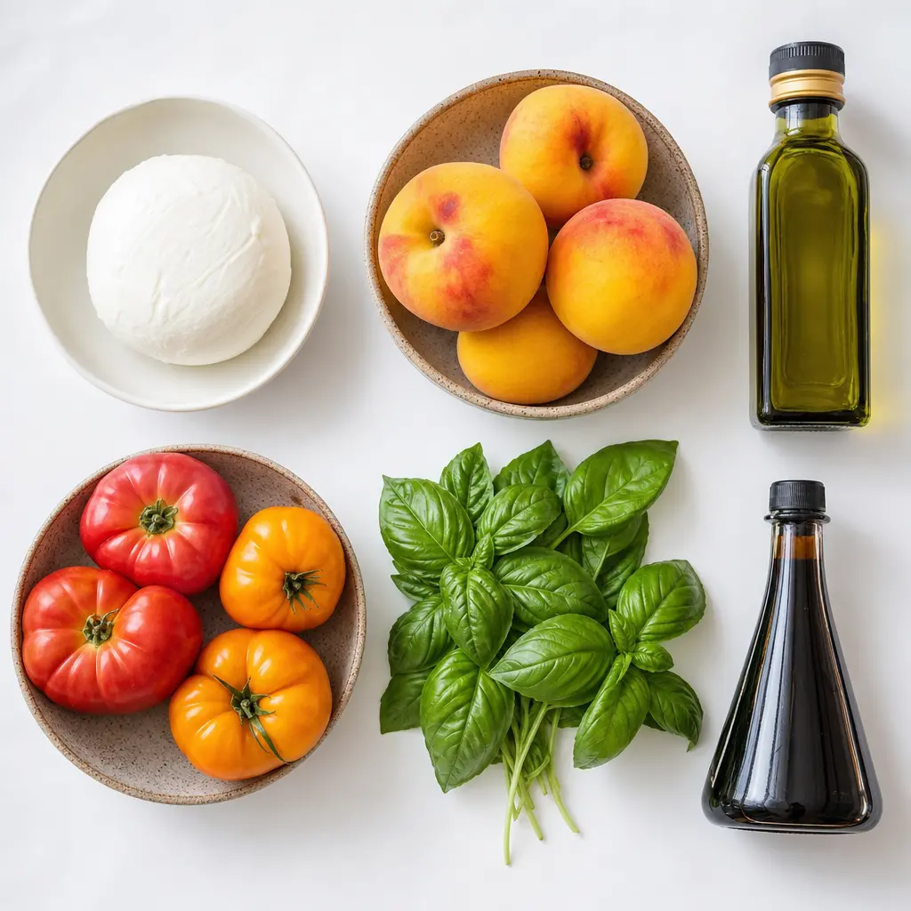 summer fruit caprese salad - main ingredients