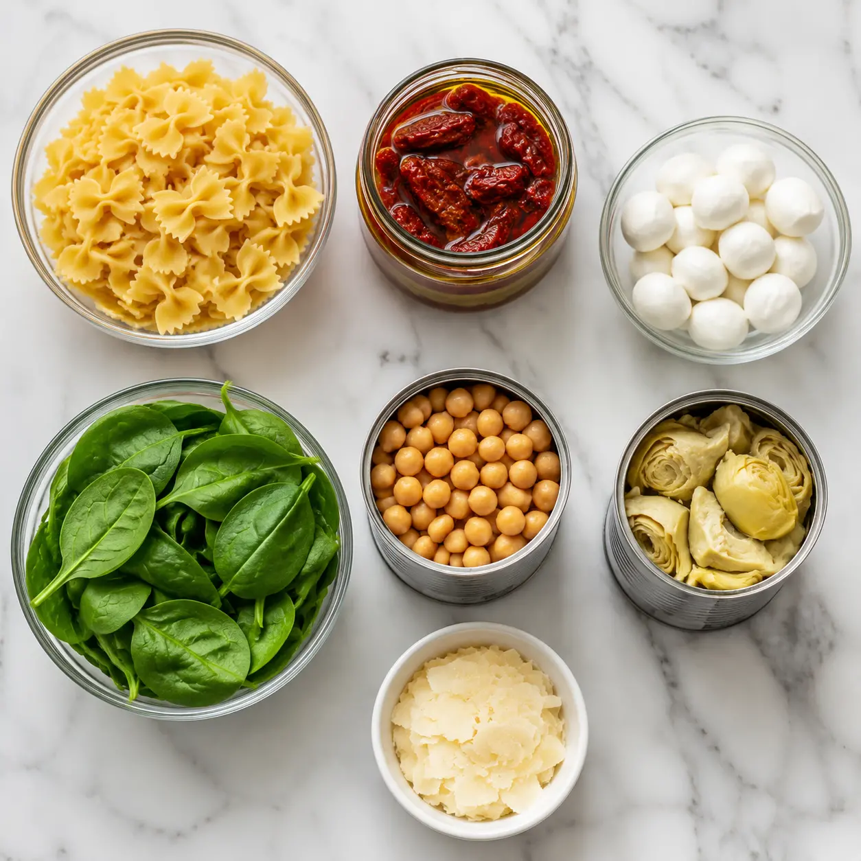 sun dried tomato pasta salad - main ingredients