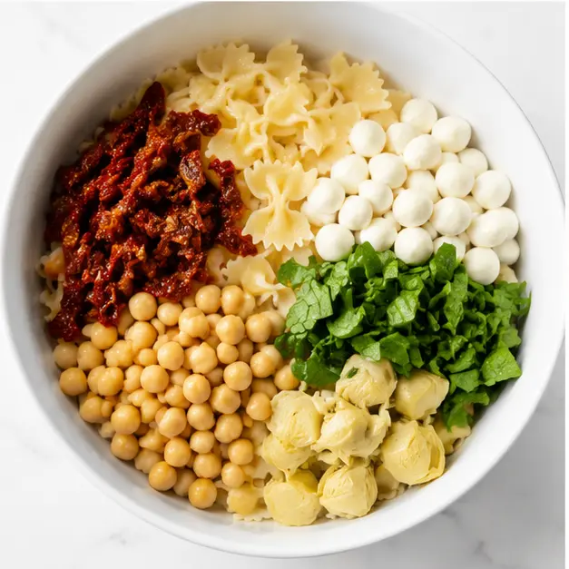 Step 3: Tossing salad ingredients together