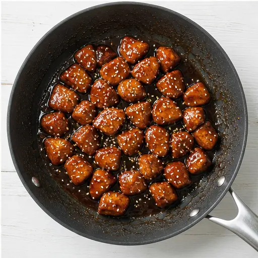 Step 4: Sauce thickens into glossy glaze on chicken