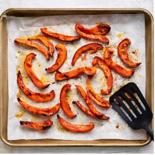 Step 1: Roasting red pepper strips