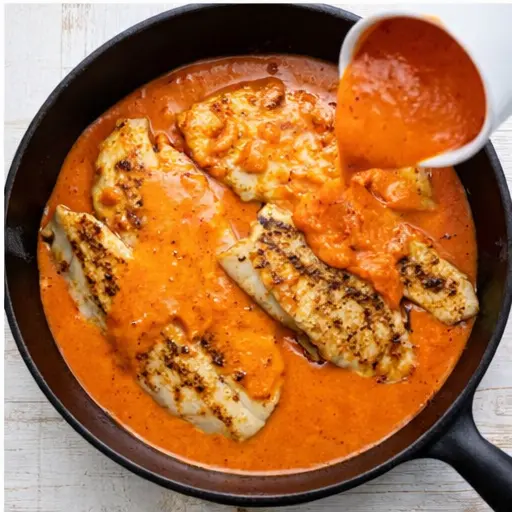 Step 4: Combining sauce and fish
