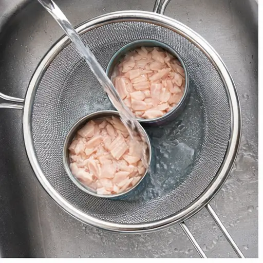 Step 1: Drain the tuna cans thoroughly