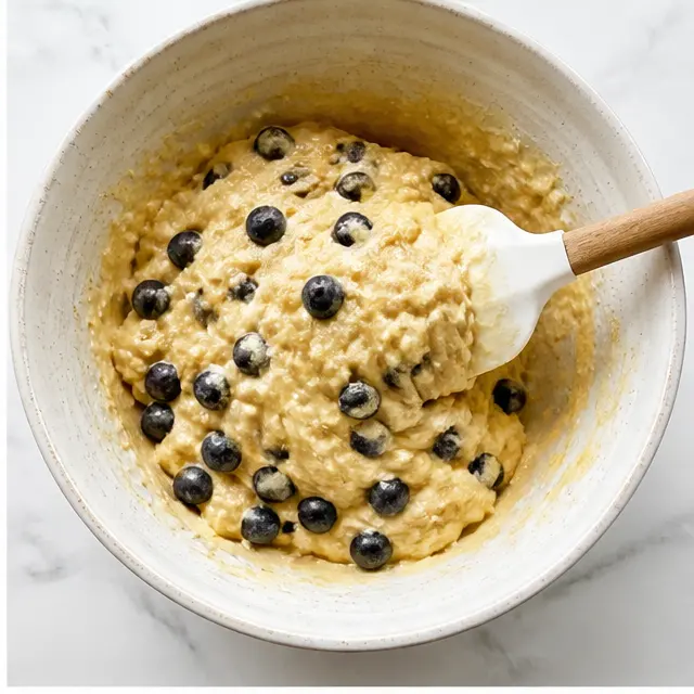Step 2: Fold fresh blueberries into the thick batter