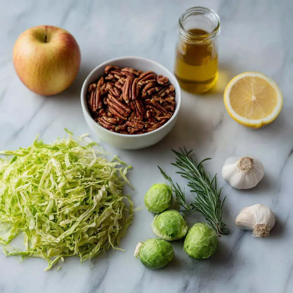 apple brussels sprouts slaw - main ingredients