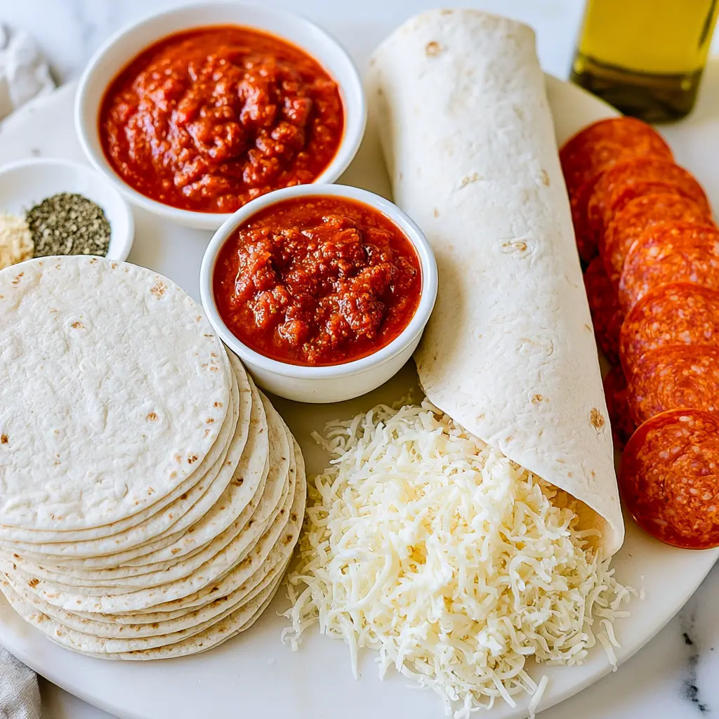 baked pizza wraps - main ingredients