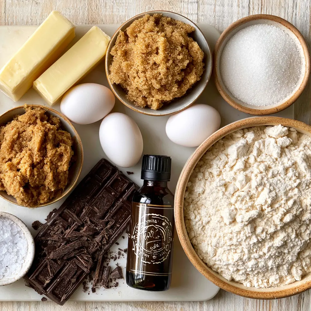 brown butter chocolate chip cookies - main ingredients
