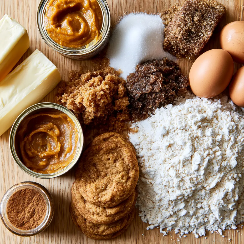 brown butter pumpkin snickerdoodle cookies - main ingredients
