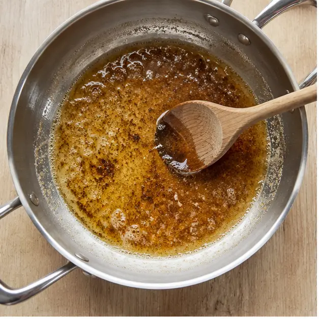 Step 1: Brown 1 cup of butter until amber and nutty