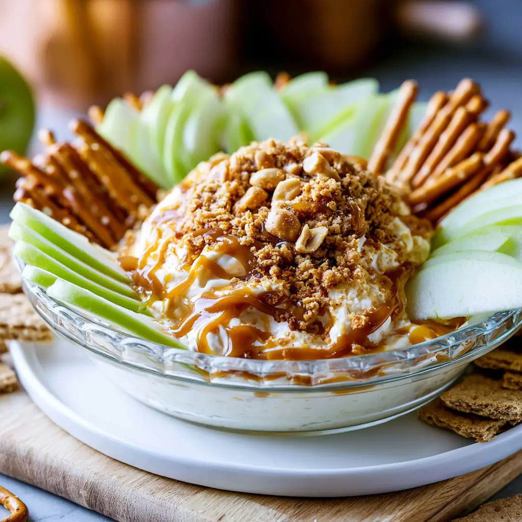 caramel apple cheesecake dip - final presentation