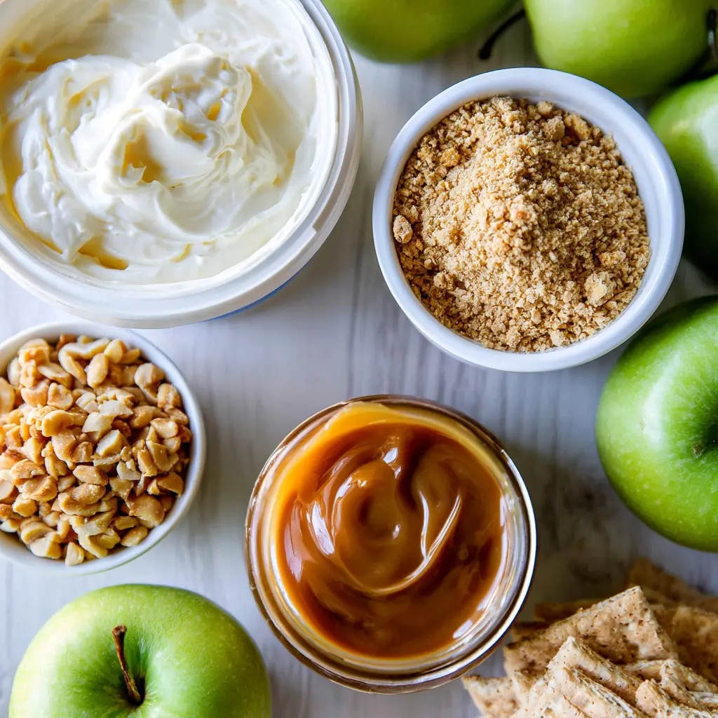 caramel apple cheesecake dip - main ingredients