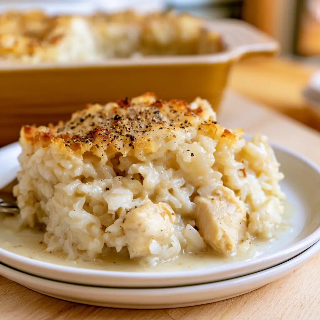 chicken and rice casserole - final presentation