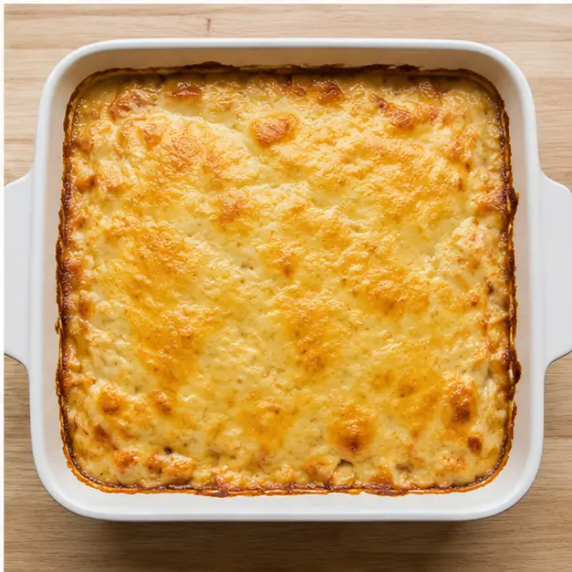 Step 4: Pulling the golden, bubbling casserole from the oven