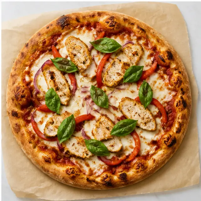Step 4: Baking the pizza with bubbly cheese and fresh basil