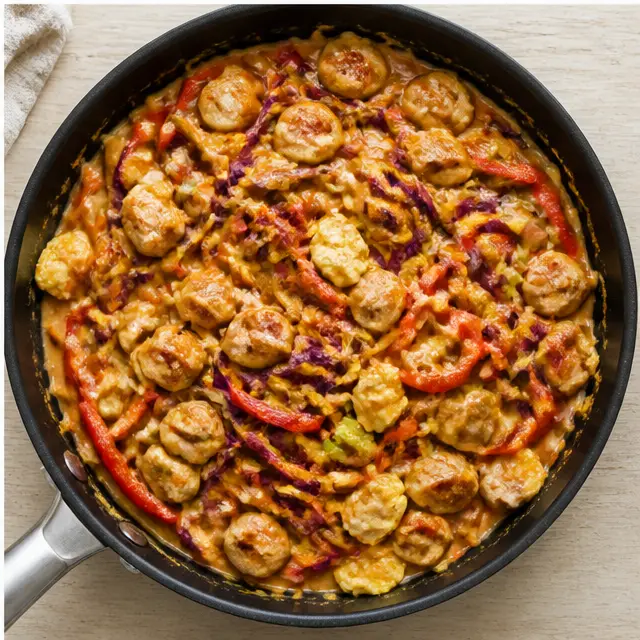 Tossing everything together in a glossy sauce