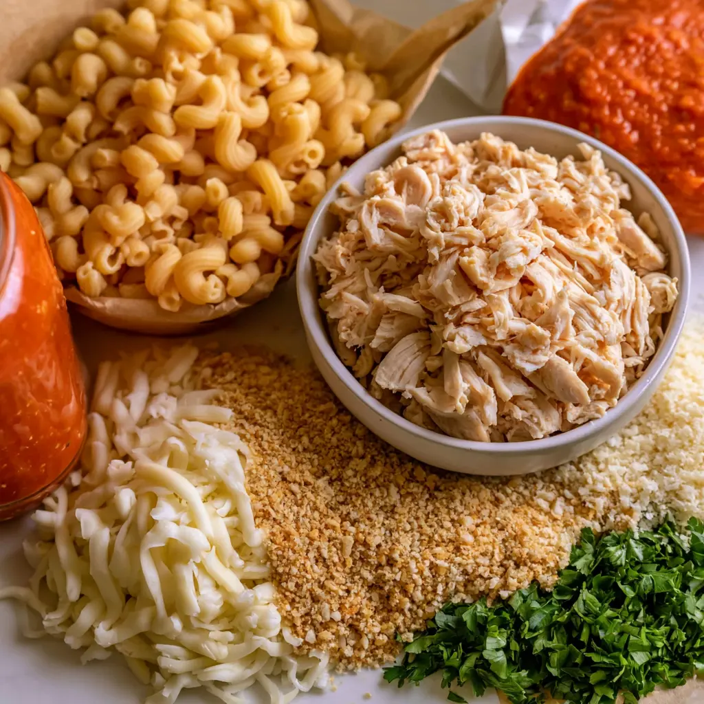 chicken parmesan casserole - main ingredients