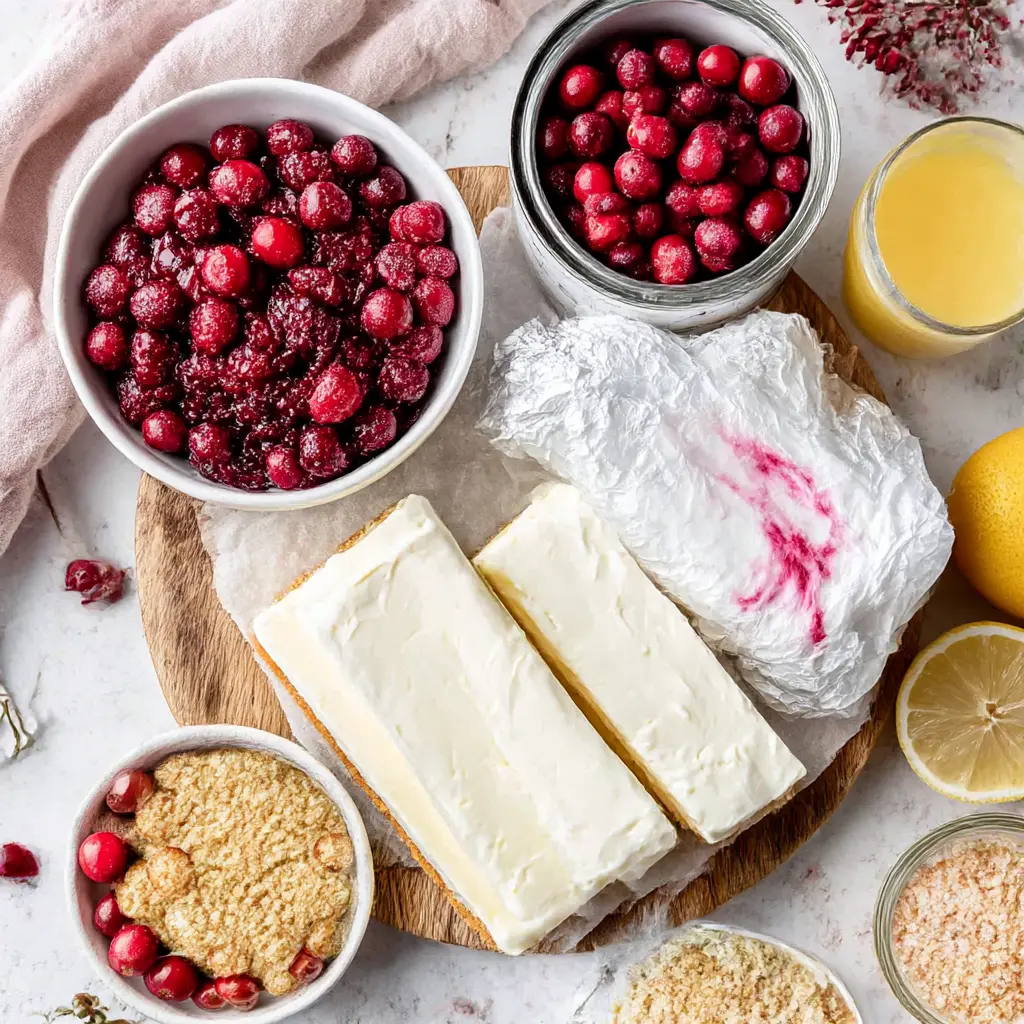 condensed milk cranberry cheesecake - main ingredients