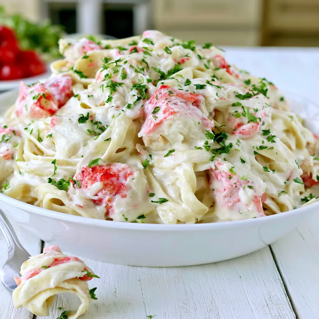crab fettuccine alfredo - final presentation