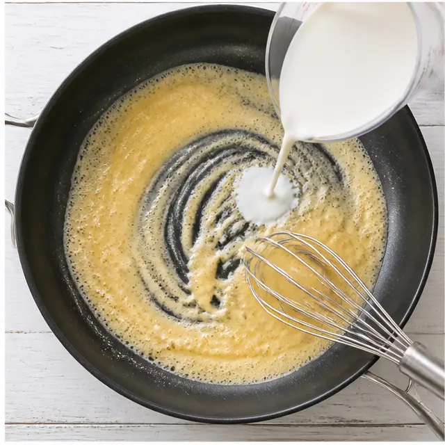 Step 2: Whisk the butter-flour roux with milk