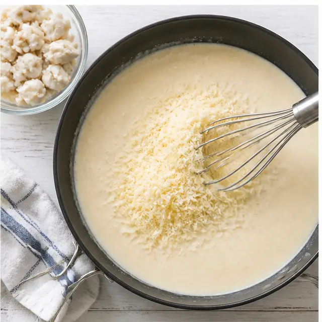 Step 3: Stir in Parmesan until the sauce turns velvety