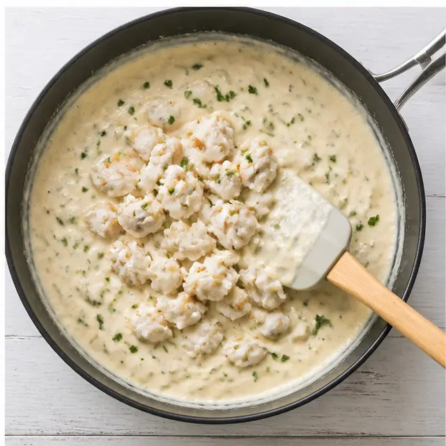 Step 4: Fold in the lump crab meat gently