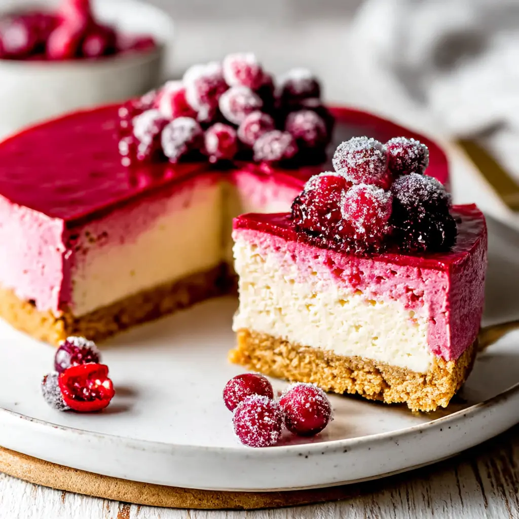 cranberry mousse cheesecake - final presentation