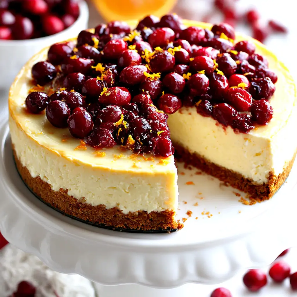 cranberry orange cheesecake - final presentation