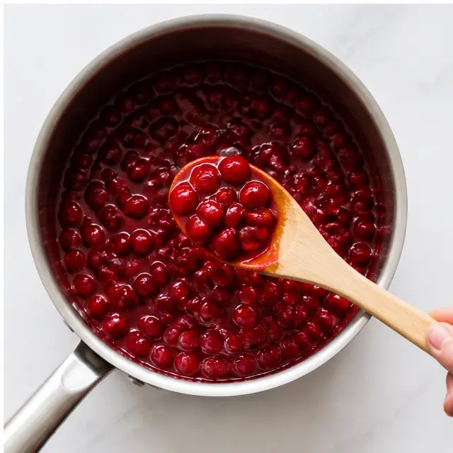 Step 4: Popping fresh cranberries for the glossy topping