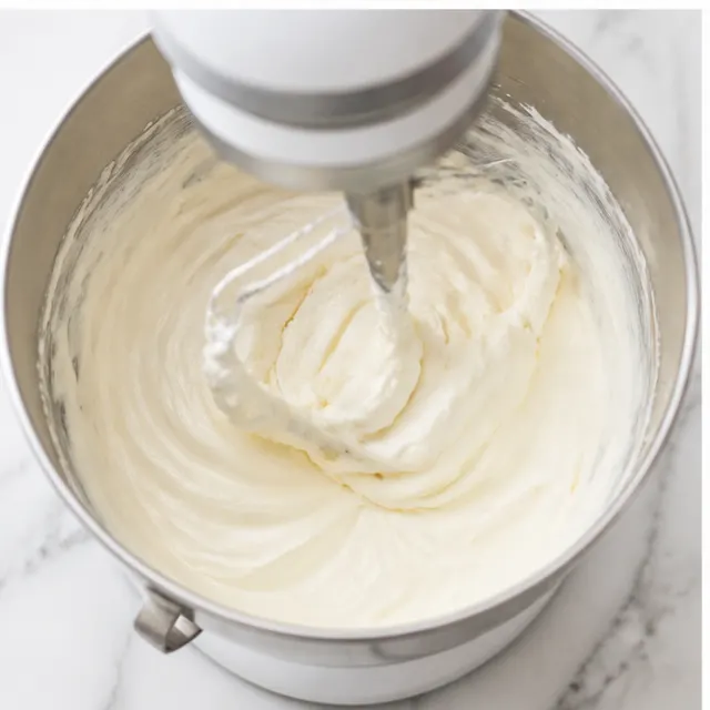Step 3: Beating cream cheese and sugar into a smooth filling