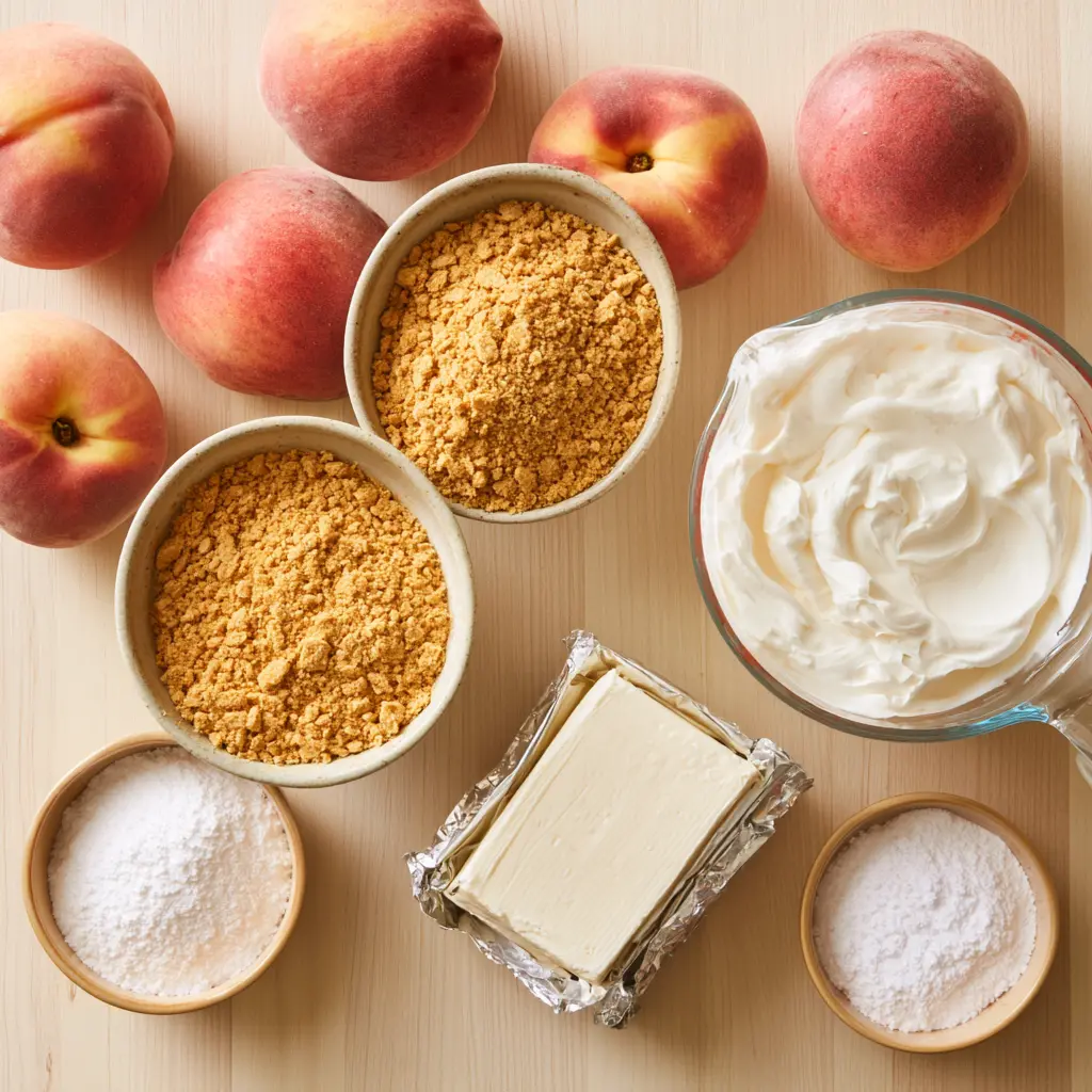 creamy cold peach dessert - main ingredients