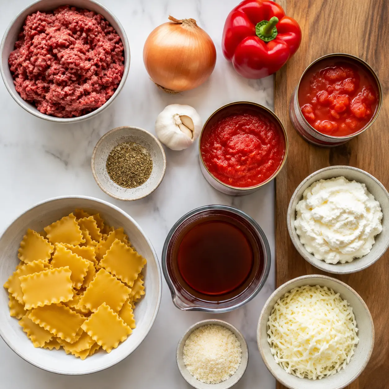 crockpot lasagna soup - main ingredients