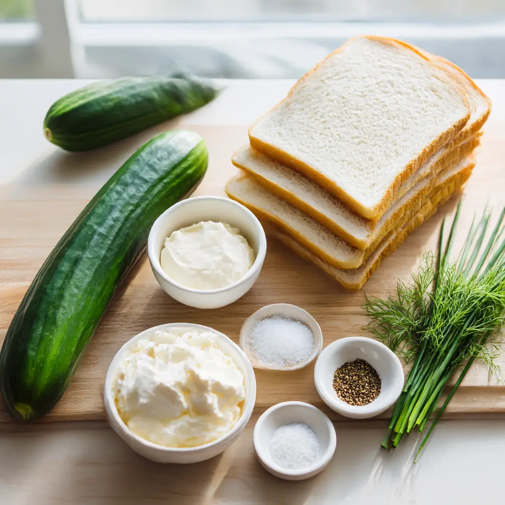 cucumber sandwiches - main ingredients