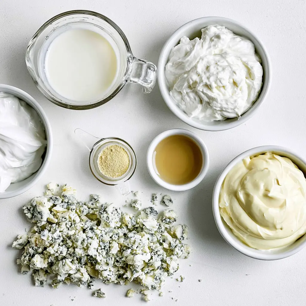 easy blue cheese dressing - main ingredients