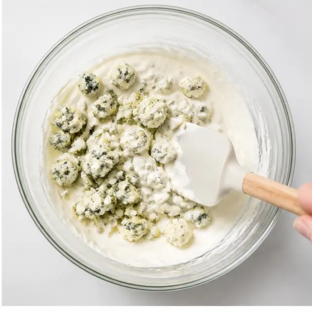 Step 2: Fold in the crumbled blue cheese