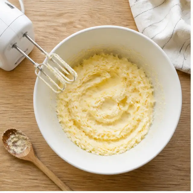 Step 1: Cream the butter and sugars together