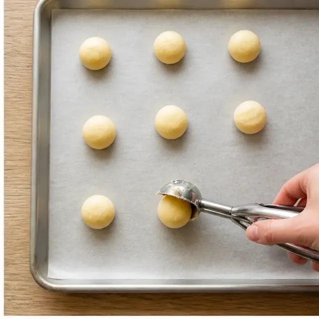 Step 2: Scoop the cookie dough into uniform balls