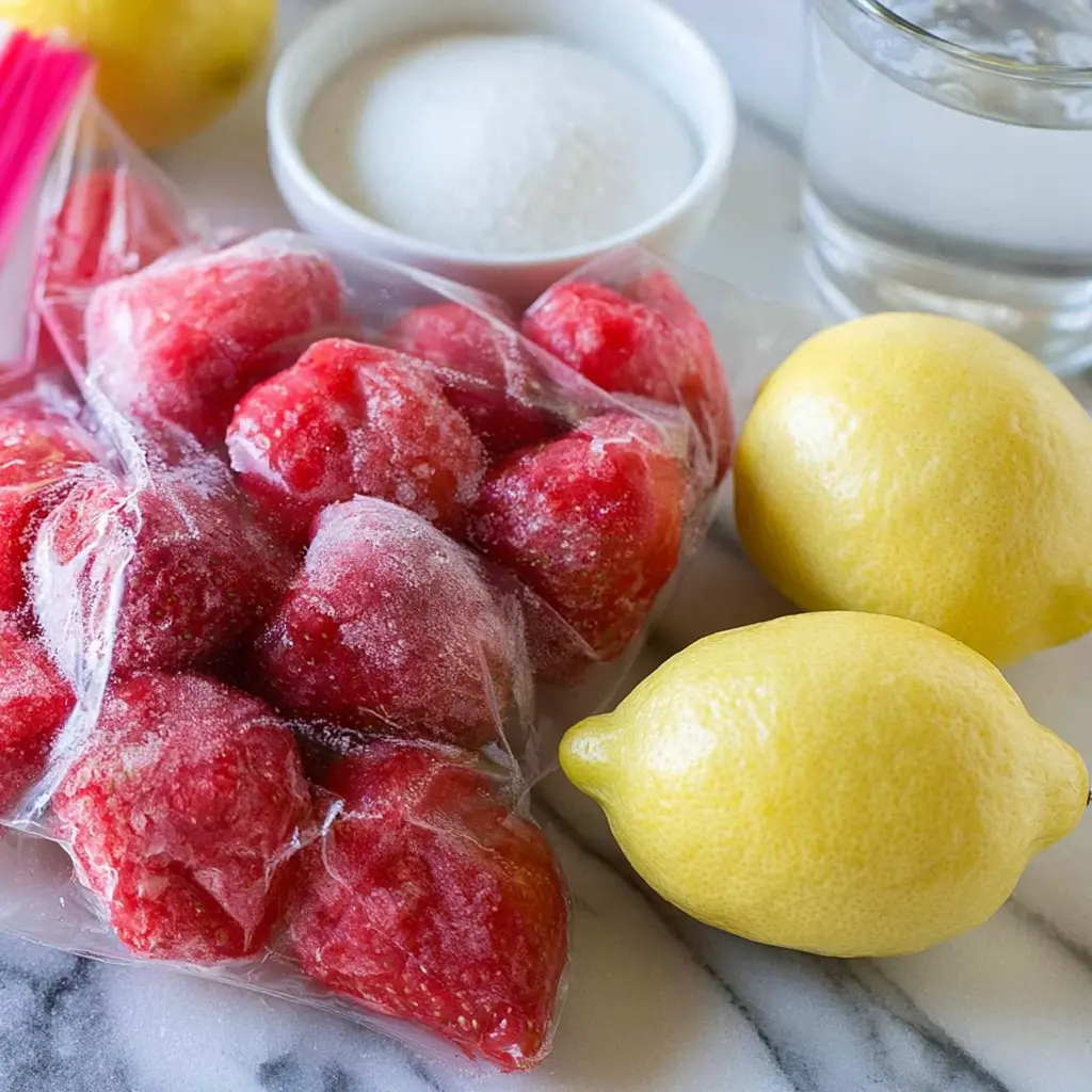 frozen strawberry lemonade - main ingredients