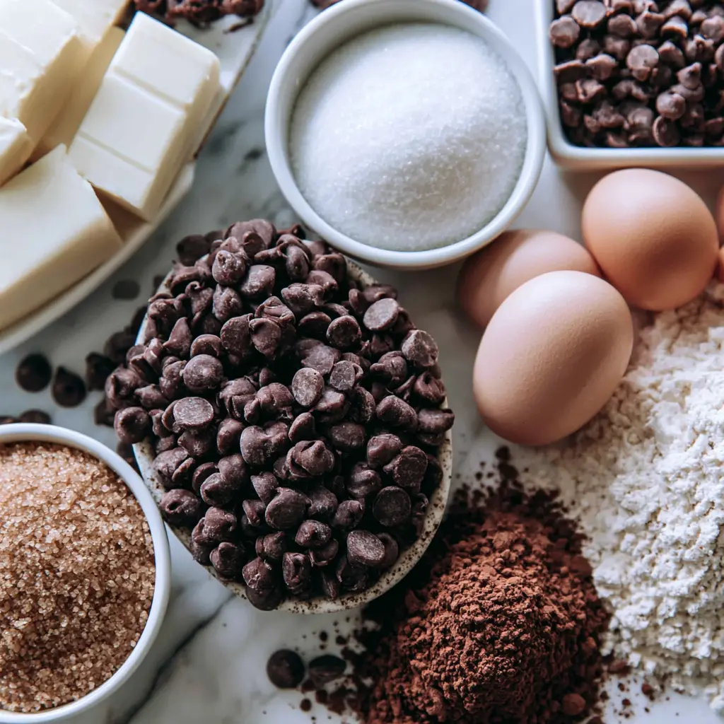 gooey brownies - main ingredients