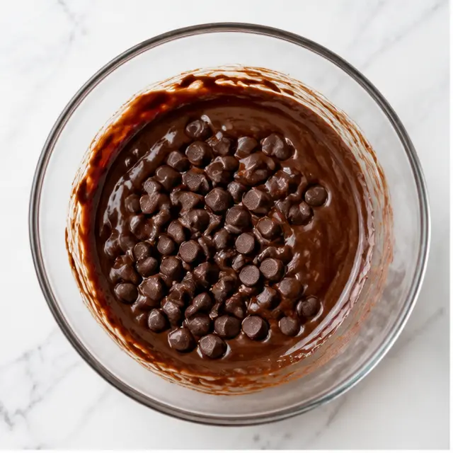 Step 1: Melting semi-sweet chocolate chips until smooth and glossy