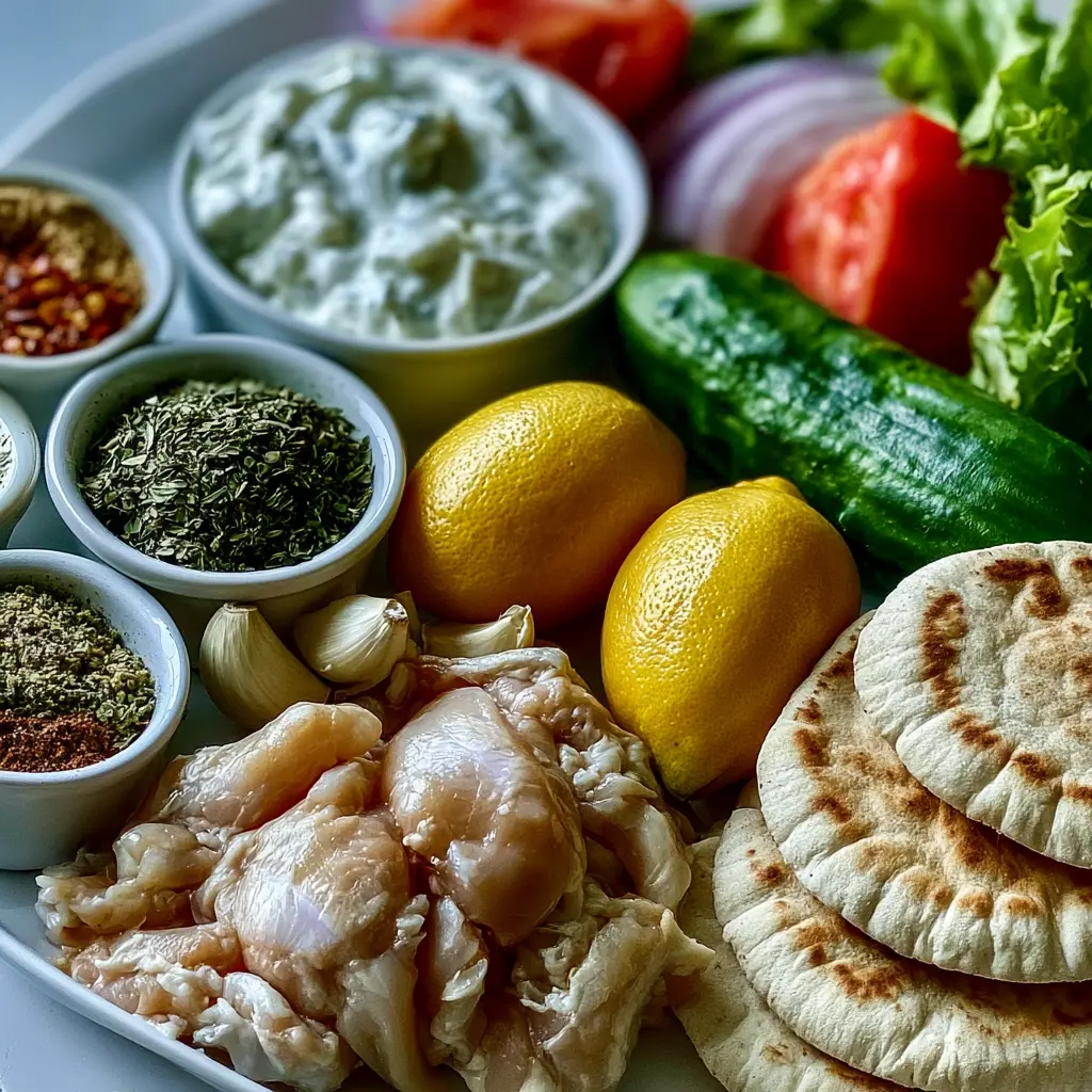 greek chicken gyros - main ingredients