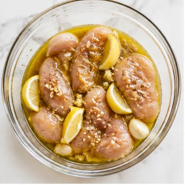 Step 1: Whisk the marinade and coat the chicken