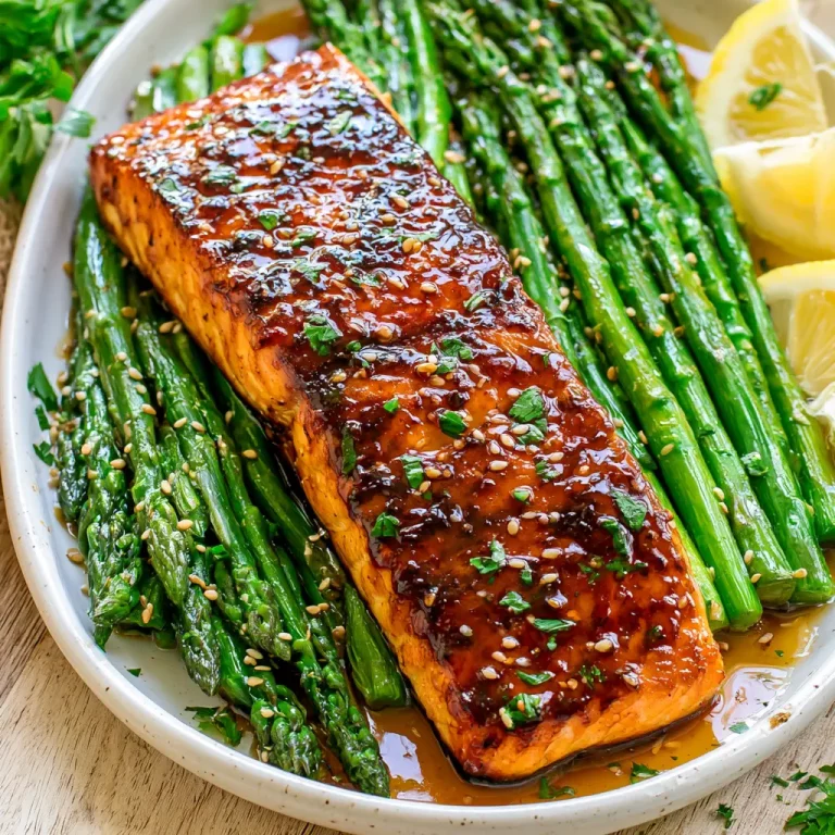 honey garlic salmon with asparagus 255696204