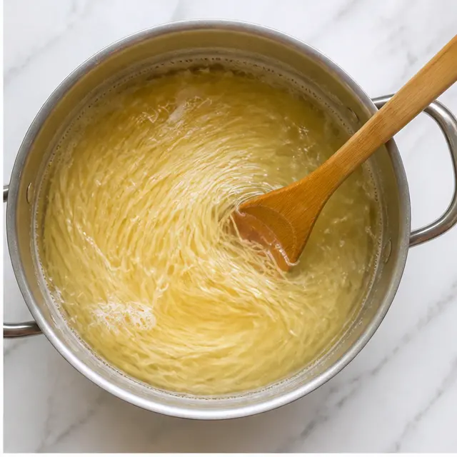 Boil the capellini until al dente