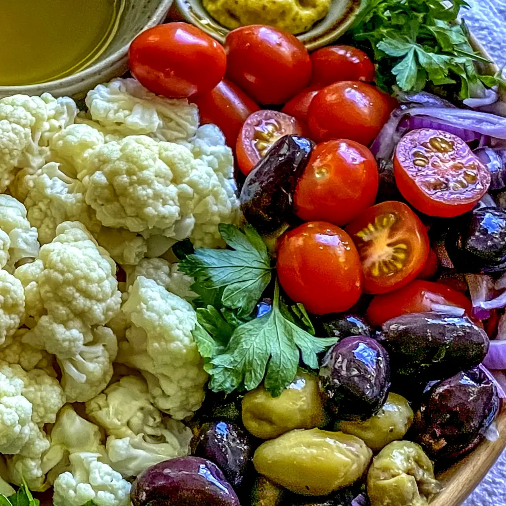 marinated cauliflower salad - main ingredients