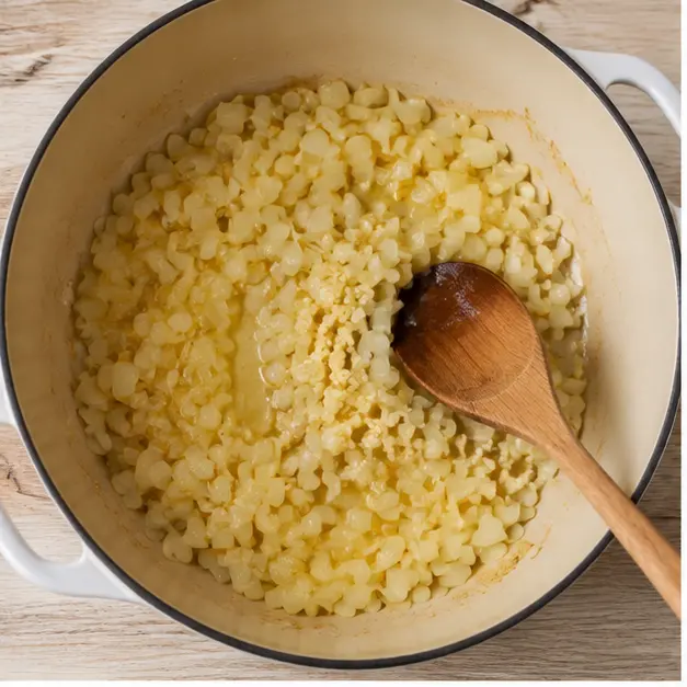 Saute onion and garlic in sun-dried tomato oil until translucent