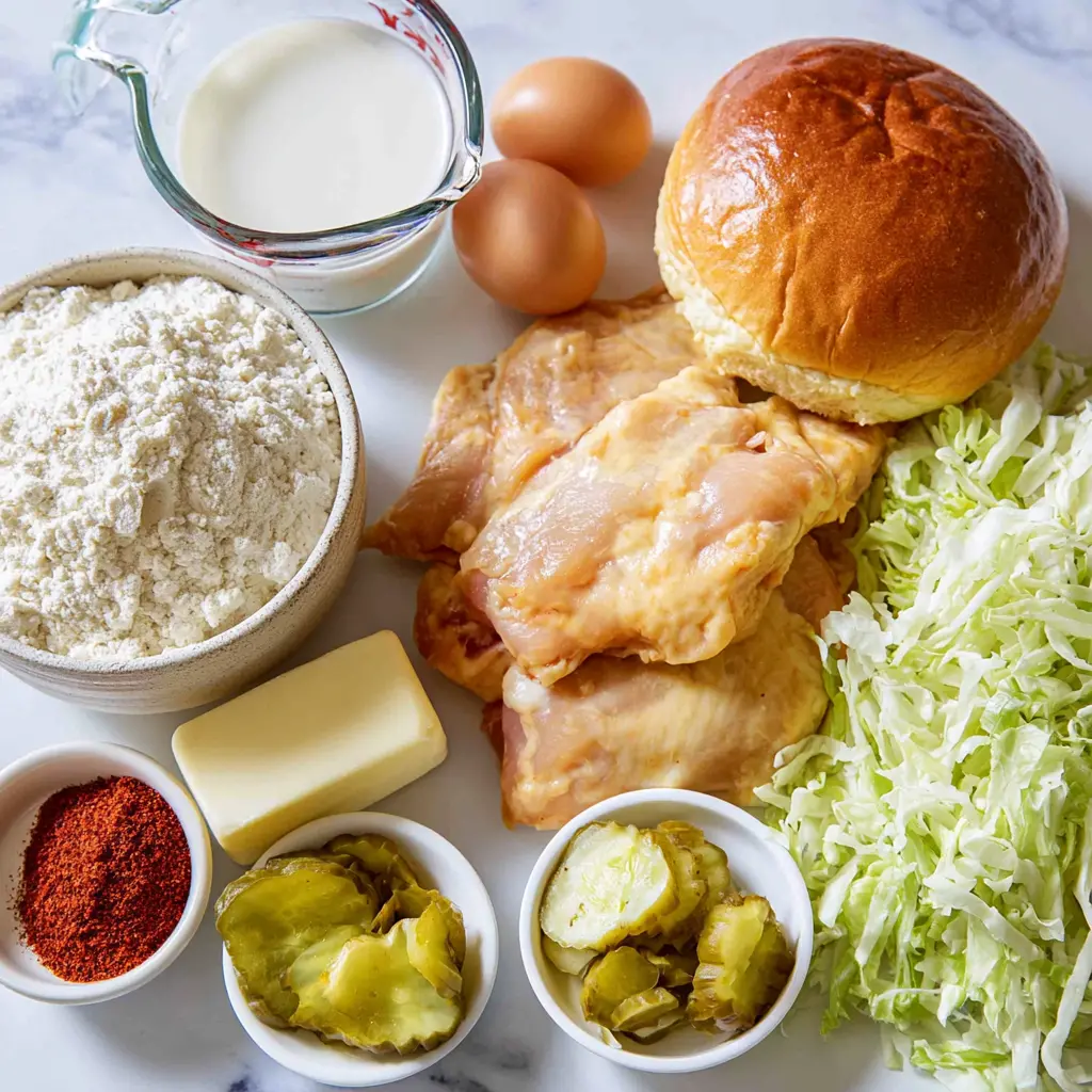 nashville hot chicken sandwich - main ingredients