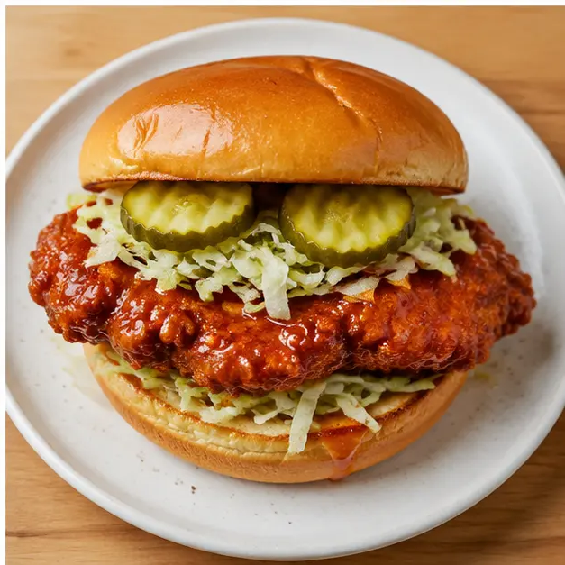 Step 4: Assembling the finished sandwich on a brioche bun