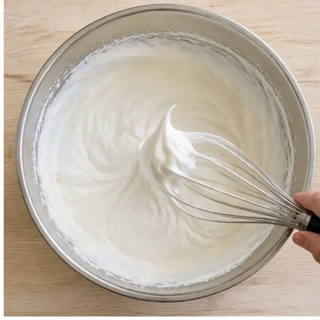Whipping heavy cream to stiff peaks